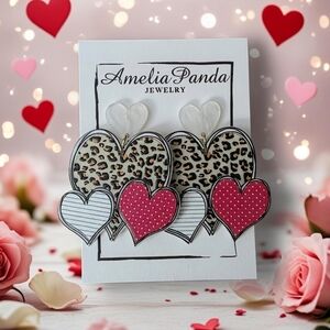 Amelia Panda Heart Earrings Set
